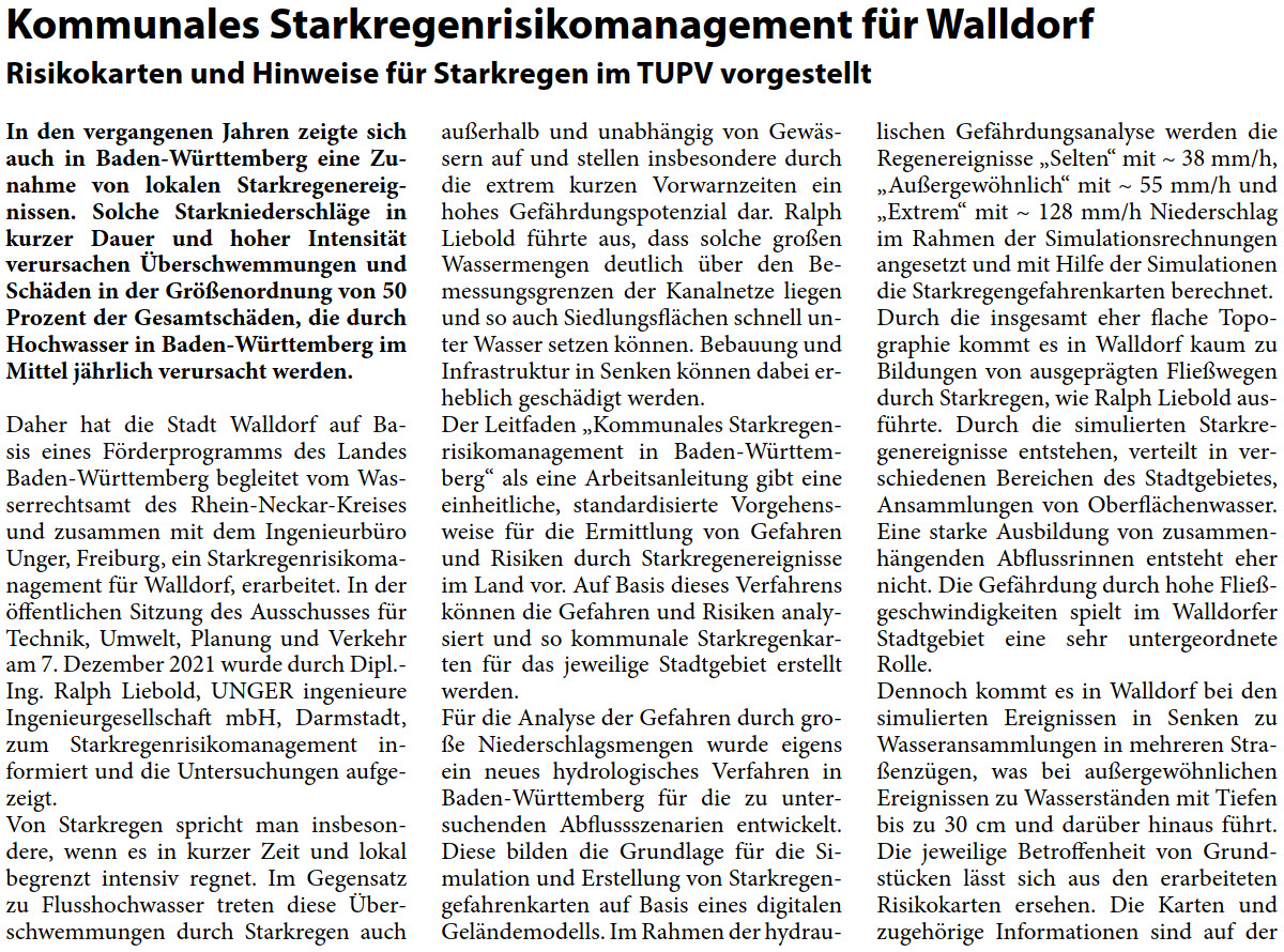 Kommunales Starkregenrisikomanagement für Walldorf Kommunales Starkregenrisikomanagement für Walldorf